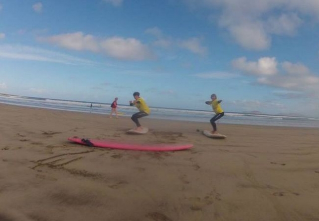 Practicando en la arena